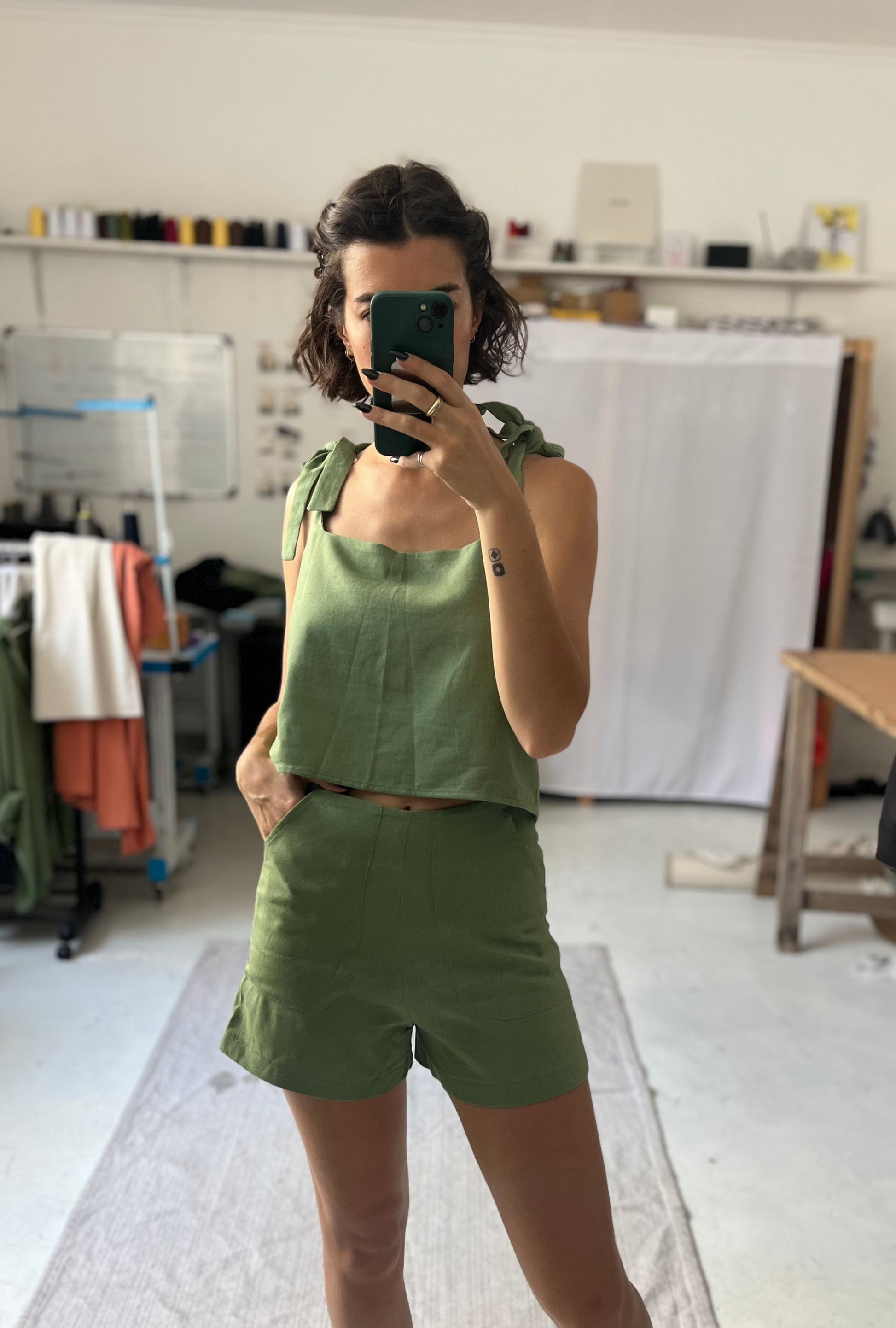 High-Waisted Shorts • Khaki