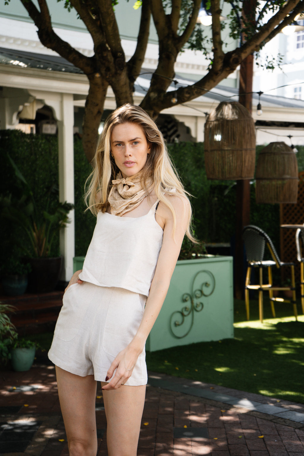 High-Waisted Shorts • Beige